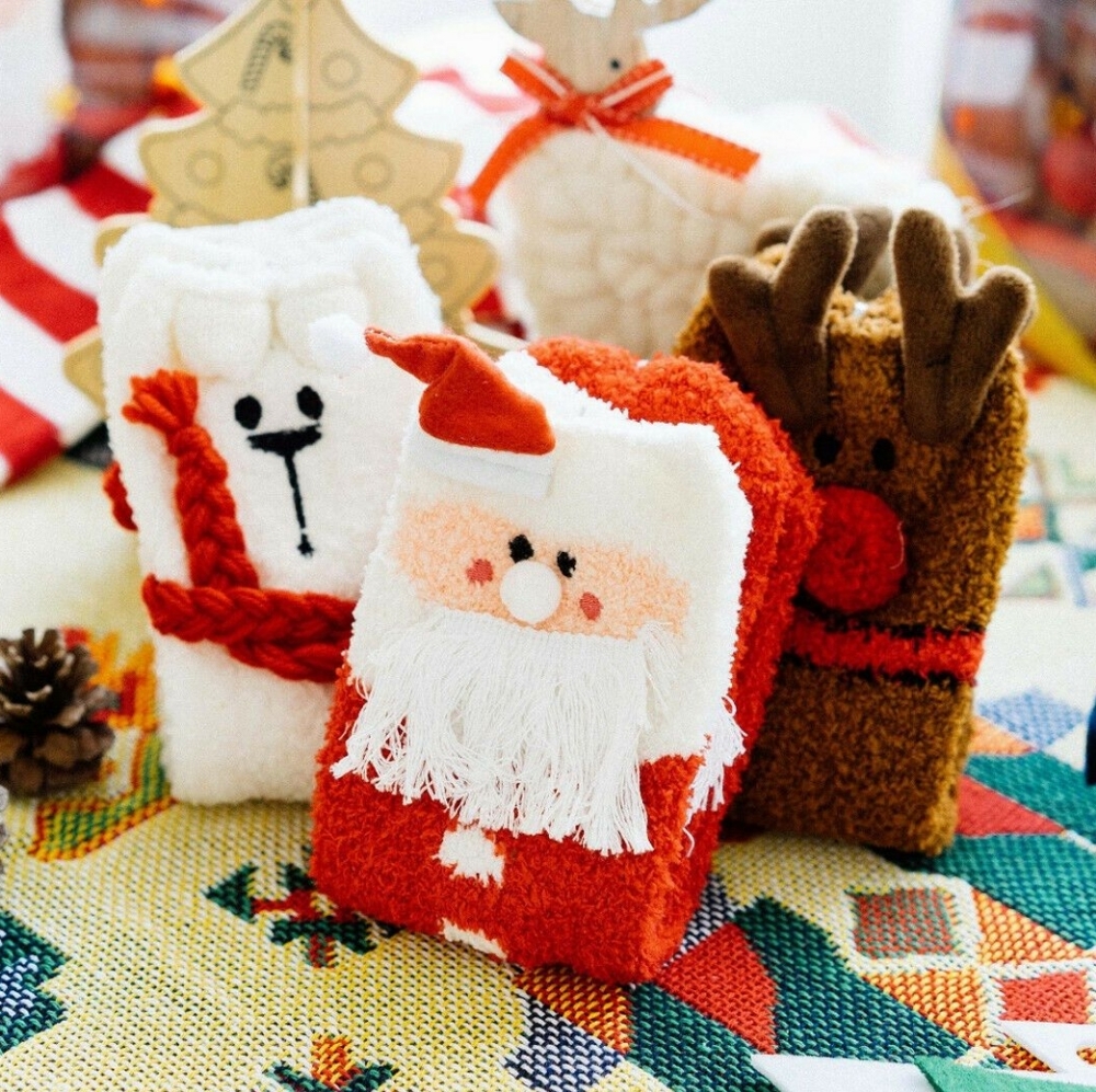 Christmas Socks Set With Gift Box Santa Claus